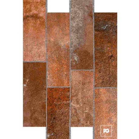 Azulejo cerámico color rojo formato 30×45, modelo Dent Cotto Brick.