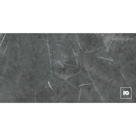 Piso cerámico rectificado color negro formato 50×100, modelo Soberano.