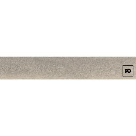 Piso cerámico tipo madera color gris formato 20×120, modelo Sherwood.