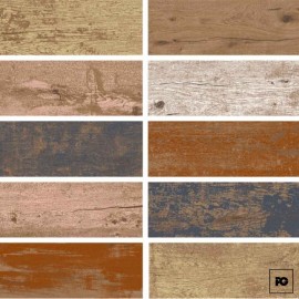 Piso cerámico tipo madera color mix formato 18×55, modelo Madera Frida.
