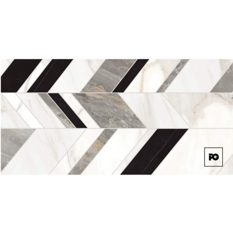 Piso porcelánico esmaltado rectificado slim color mármol multitono formato 60×120, modelo Bardi.